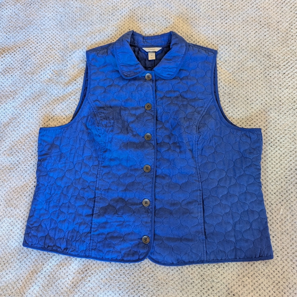 CJ Banks Blue Quilted Vest (Size 2XL, Fits 3XL)